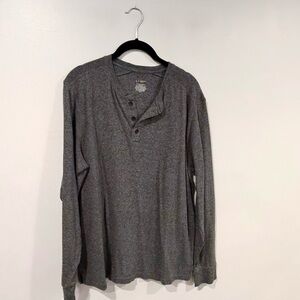 Gray Long Sleeve Henley Shirt